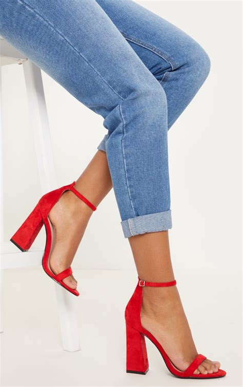 red high heel shoes with ankle strap|red strappy sandals low heel.